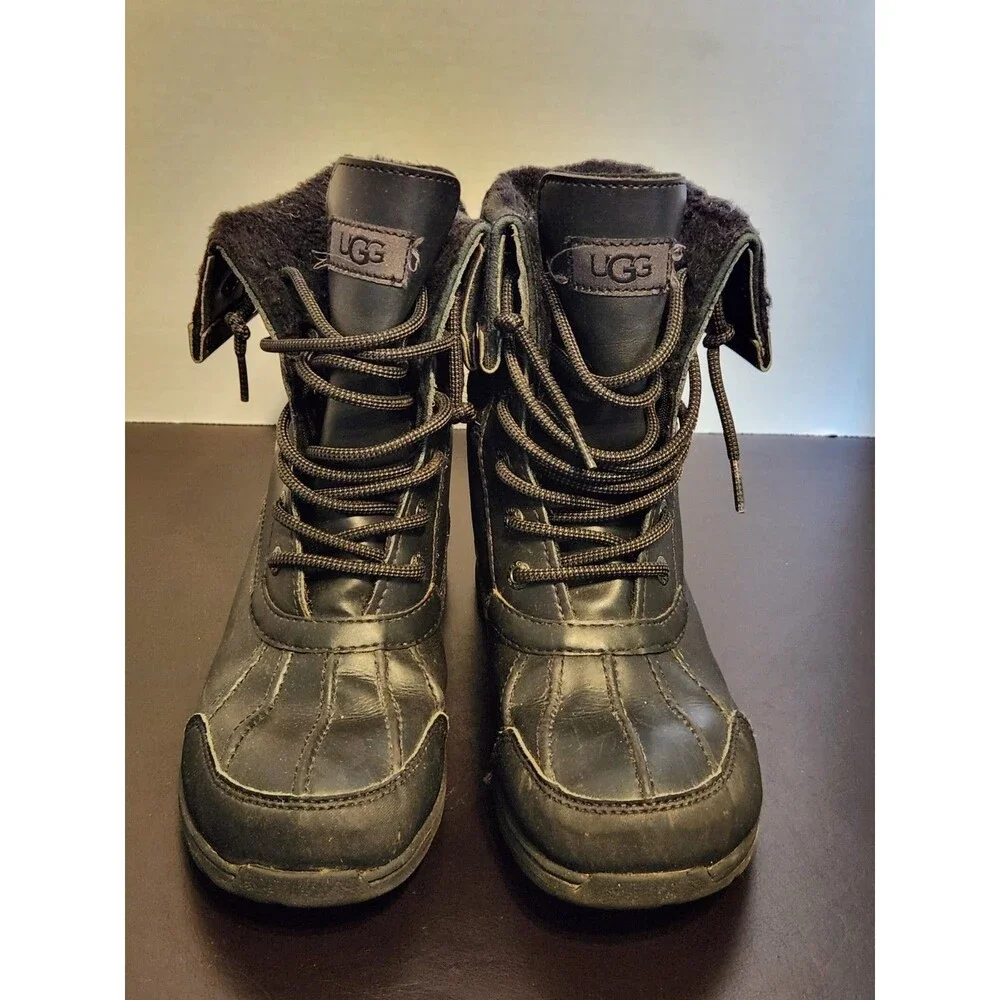 Ugg S/N 1098890k Lace Up Ankle Boots Black Size US 5 Winter Boot
